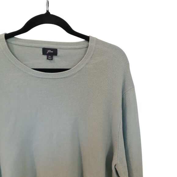 J Crew Sweatshirt Womens XL Mint Green Crew Neck Pullover Waffleknit Lightweight - Picture 7 of 12
